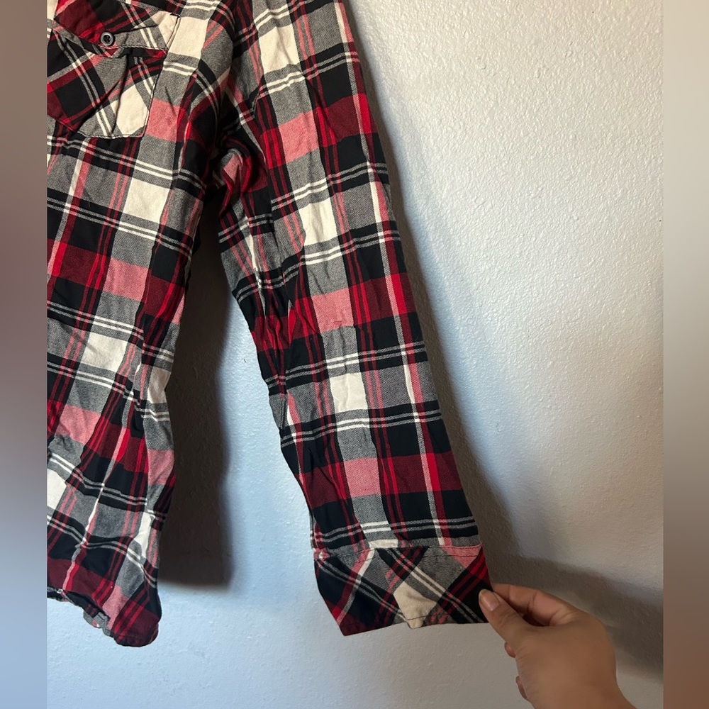 Red and Black Plaid Button-Up Shirt - Picture 4 of 7